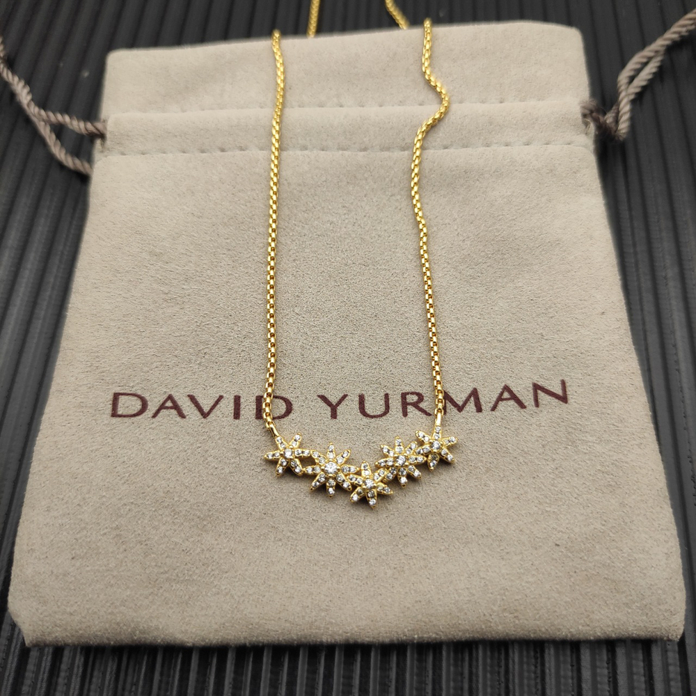 David Yurman Gold Five-Shaped Interlocking Necklace